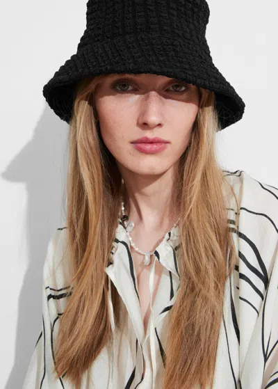 Other Stories Waffle Bucket Hat In Black