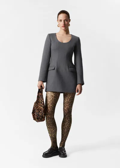 Other Stories Waisted Tailored Mini Dress In Grey