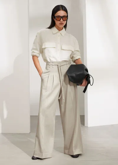 Other Stories Wide Belted Trousers In Rust