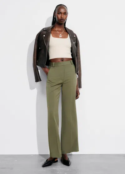 Other Stories Wide Press-crease Trousers In Green