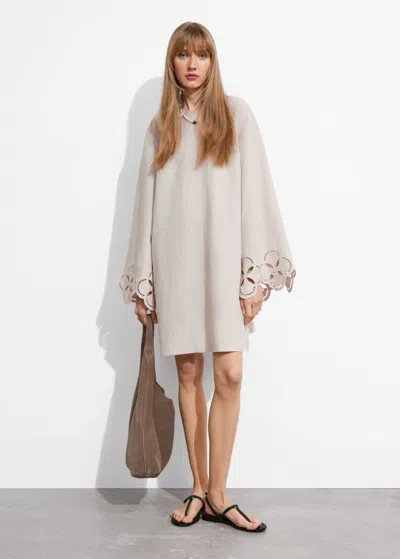 Other Stories Wide-sleeve Mini Dress In Beige