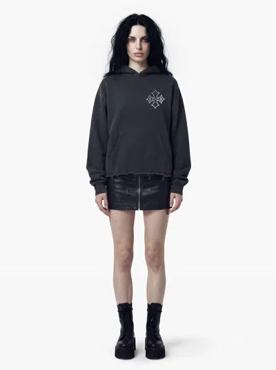 Other Uk Icon Vintage Issue Raw Edge Oversized Hoodie - Vintage Black - Women
