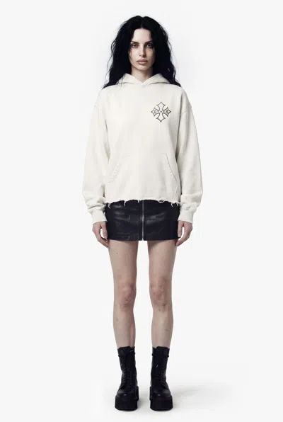 Other Uk Icon Vintage Issue Raw Edge Oversized Hoodie - Vintage White - Women