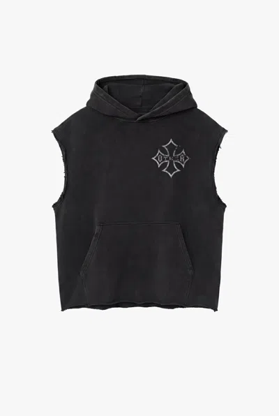 Other Uk Icon Vintage Issue Raw Edge Sleeveless Oversized Hoodie - Vintage Black - Women