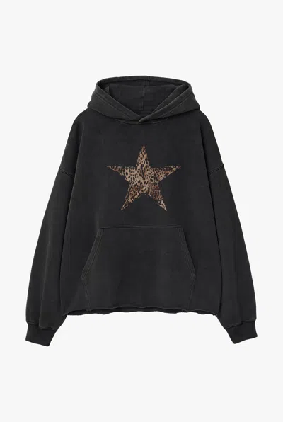 Other Uk Leopard Star Raw Edge Hoodie - Aged Black - Women
