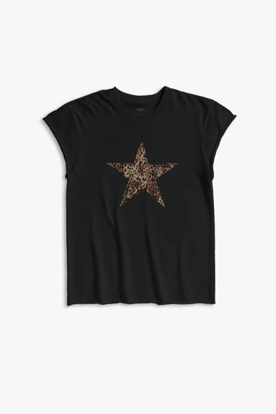 Other Uk Leopard Star Rocker Tee  - Aged Black - Women