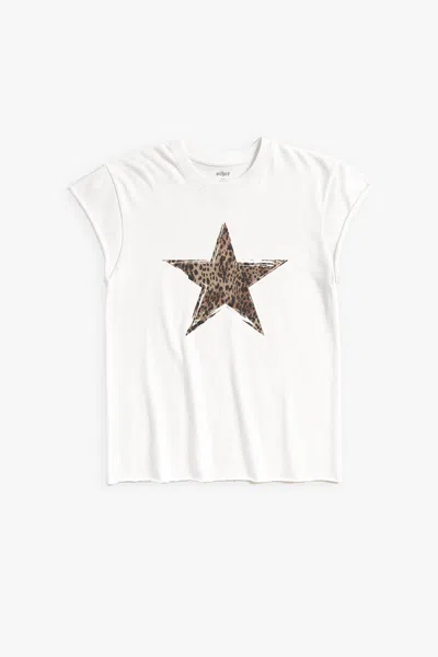 Other Uk Leopard Star Rocker Tee  -  Aged White - Women