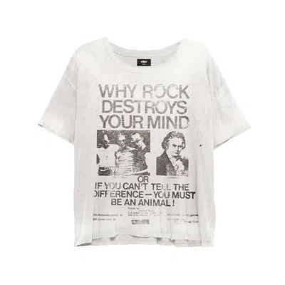 Other Uk Men's White Rock Music Destroys Decay T-shirt - Aged Bone