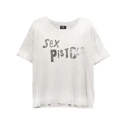 Other Uk Men's White Sex Pistols Logo Decay Tee - Aged Bone