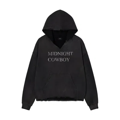 Other Uk Midnight Cowboy Distressed Hoodie - Aged Black - Women
