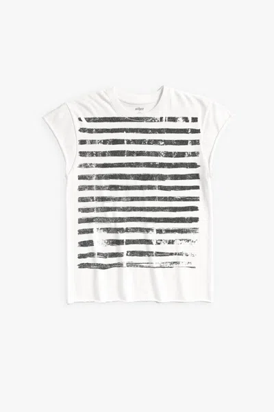 Other Uk Over Print Stripe Rocker Tee - Vintage White - Women