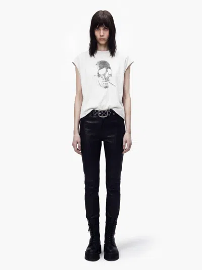 Other Uk Smoking Skull Rocker Tee - Vintage White - Women
