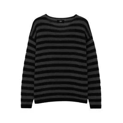 Other Uk Women's Black / Grey Oversized Stripe Navarro Jumper - Black + Gun Metal Grey In Multi