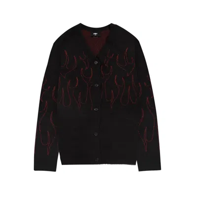 Other Uk Women's Black / Red Flame Oversized Cardigan - Red