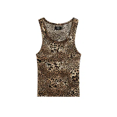 Other Uk Women's Blue / Brown Leopard Print Cropped Beater In Multi