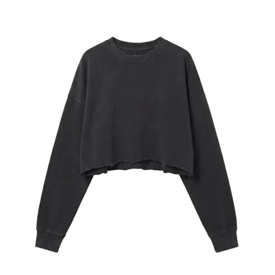 Other Uk Women's Cropped Raw Edge Oversized Sweatshirt - Vintage Black