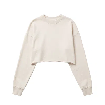 Other Uk Women's Cropped Raw Edge Oversized Sweatshirt - Vintage White