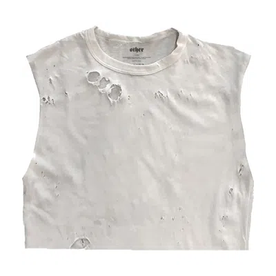 Other Uk Women's Cropped Thrasher Tank - Aged White