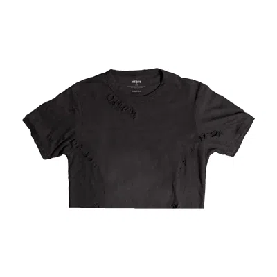 Other Uk Women's Cropped Thrasher Tee - Aged Black In Animal Print
