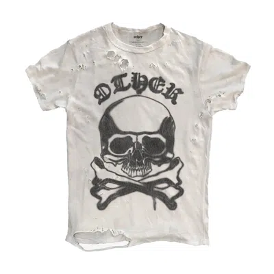 Other Uk Women's Graffiti Skull & Crossbones Thrasher T-shirt In White