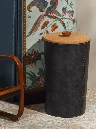 Otis Ingrams Pithos Leather Laundry Basket  Abask Luxury Gift In Gray