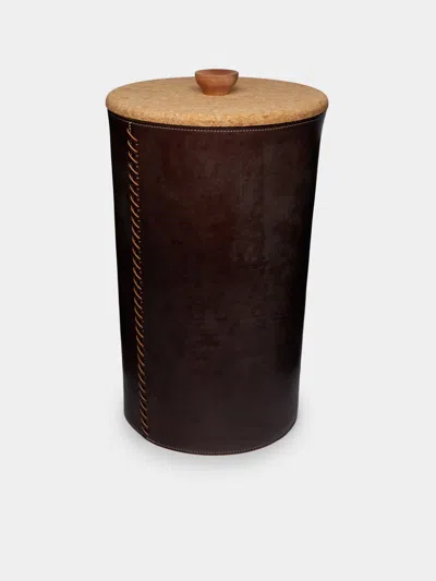 Otis Ingrams Pithos Leather Laundry Basket  Abask Luxury Gift In Brown