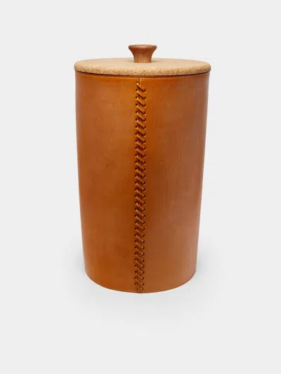 Otis Ingrams Pithos Leather Laundry Basket  Abask Luxury Gift In Brown