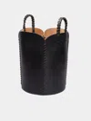 Otis Ingrams Woven Leather Basket  Abask Luxury Gift In  Black