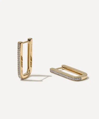 Otiumberg 14ct Gold-plated Vermeil Silver Pave Edged Rectangle Hoop Earrings