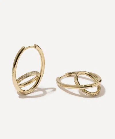 Otiumberg 14ct Gold-plated Vermeil Silver Pave Spiralis Hoop Earrings