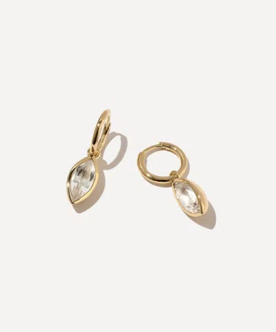 Otiumberg 14ct Gold-plated Vermeil Silver Marquise Quartz Hoop Drop Earrings