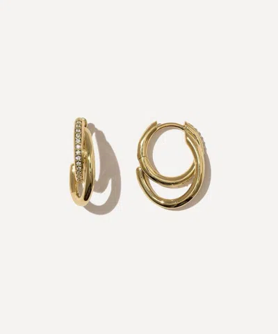 Otiumberg 14ct Gold-plated Vermeil Silver Small Pave Spiralis Hoop Earrings