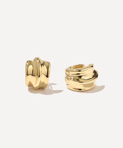 Otiumberg 14ct Gold-plated Vermeil Silver Small Wave Hoop Earrings