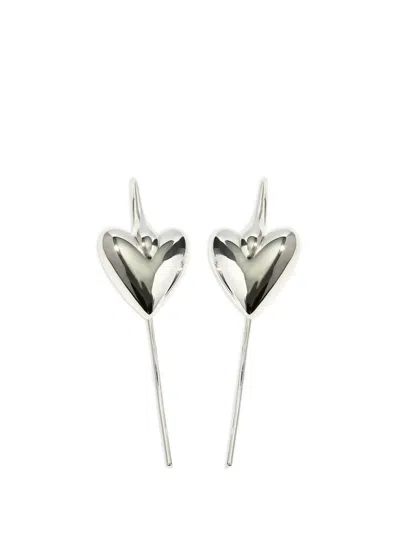 Otiumberg Carved Heart Hook Earrings In Silver