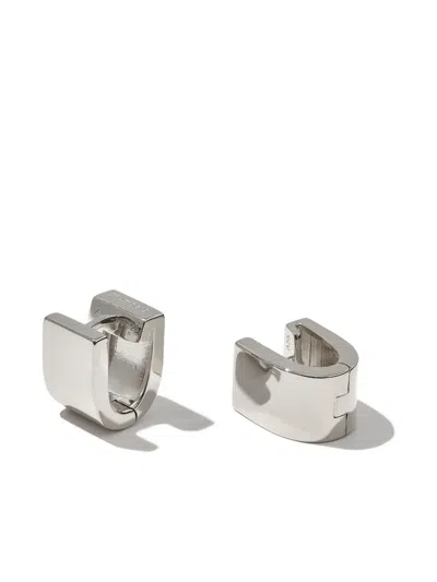 Otiumberg Chunky Square Huggie Earrings In Silver