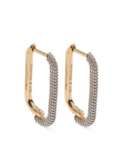 Otiumberg Mosaic Pavé White Topaz Hoops In Yellow