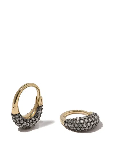 Otiumberg Small Midnight Diamond Hoop Earrings In Gold