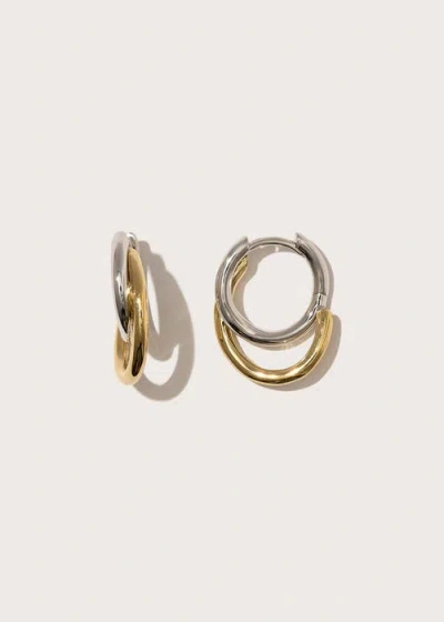Otiumberg Small Mixed Metal Spiralis Hoop Earrings In White