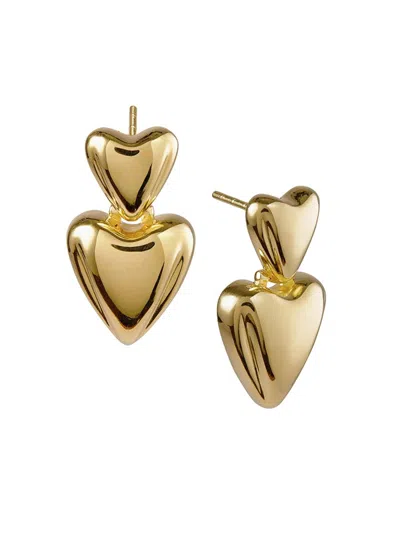 Otiumberg Women's 14k-yellow-gold Vermeil Heart Drop Earrings In Pink