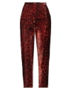 Otra Vez Woman Pants Brick Size 8 Viscose, Silk In Red