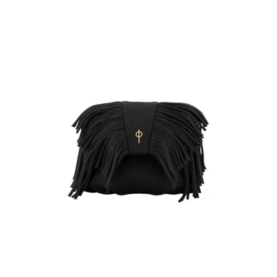 Otrera Women's Mini Fringe Leather Crossbody Bag - Black