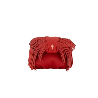 Otrera Women's Mini Fringe Leather Crossbody Bag - Red