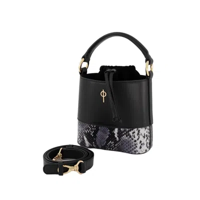 Otrera Women's Noa Snake Bucket Bag - Black