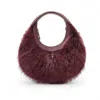 Otrera Women's Red Round Fluffy Burgundy In Red