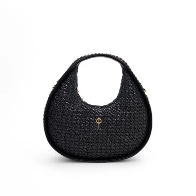 Otrera Women's Round Chain Bag Straw Black