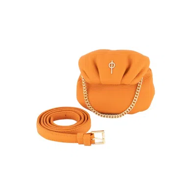 Otrera Women's Tiny Leda Orange - Leather Belt Bag And Crossbody In Black