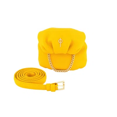Otrera Women's Tiny Leda Yellow - Leather Belt Bag And Crossbody