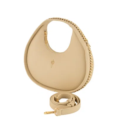 Otrera Women's White Cylinder Crossbody Leather Bag - Beige