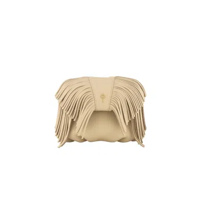 Otrera Women's White Mini Fringe Leather Crossbody Bag - Beige