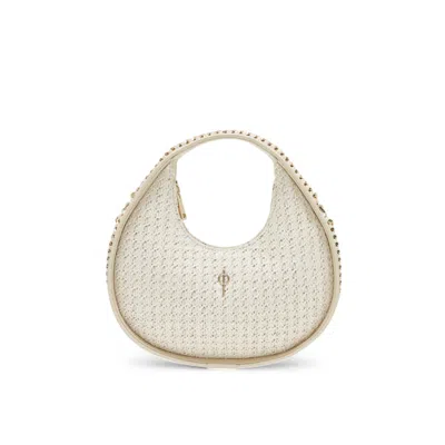 Otrera Women's White Round Chain Bag Straw Beige
